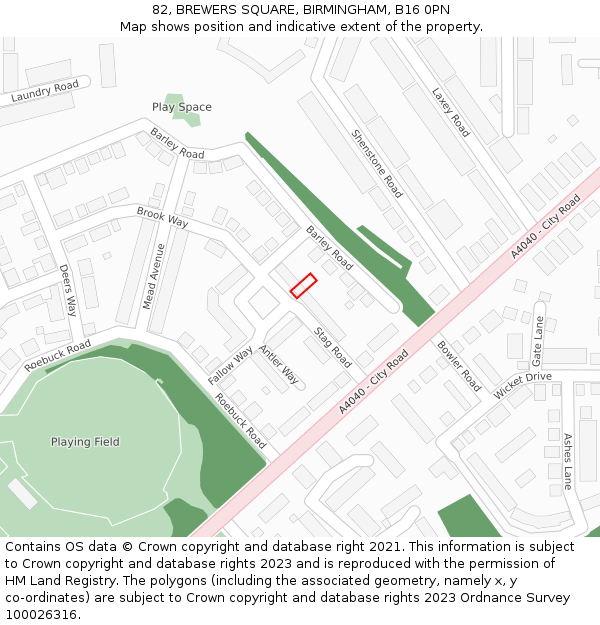 82, BREWERS SQUARE, BIRMINGHAM, B16 0PN: Location map and indicative extent of plot
