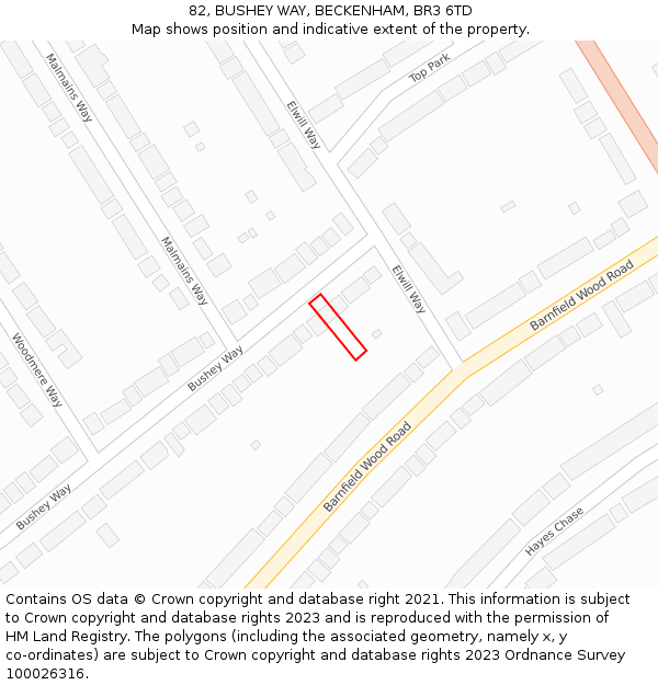 82, BUSHEY WAY, BECKENHAM, BR3 6TD: Location map and indicative extent of plot