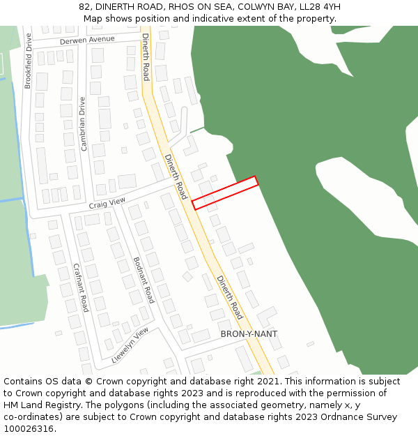 82, DINERTH ROAD, RHOS ON SEA, COLWYN BAY, LL28 4YH: Location map and indicative extent of plot