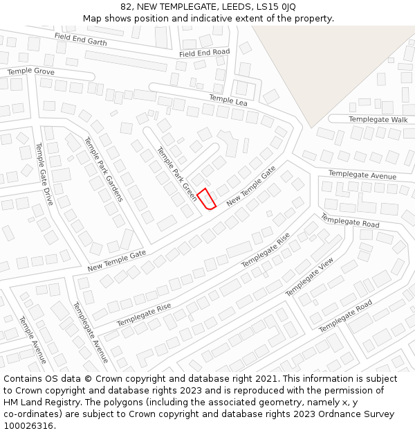 82, NEW TEMPLEGATE, LEEDS, LS15 0JQ: Location map and indicative extent of plot