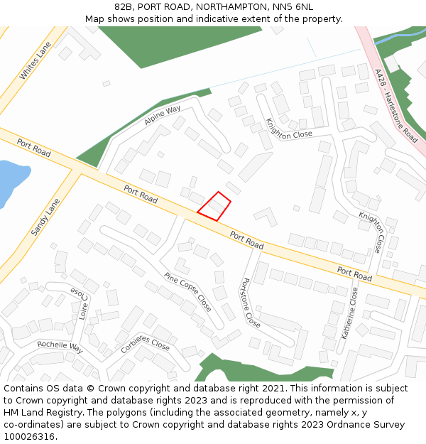 82B, PORT ROAD, NORTHAMPTON, NN5 6NL: Location map and indicative extent of plot