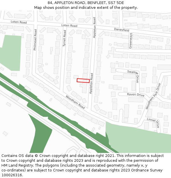 84, APPLETON ROAD, BENFLEET, SS7 5DE: Location map and indicative extent of plot