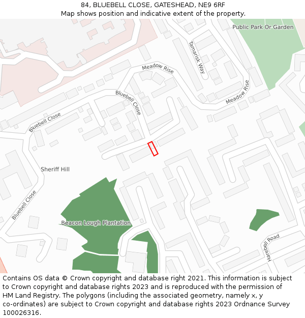 84, BLUEBELL CLOSE, GATESHEAD, NE9 6RF: Location map and indicative extent of plot