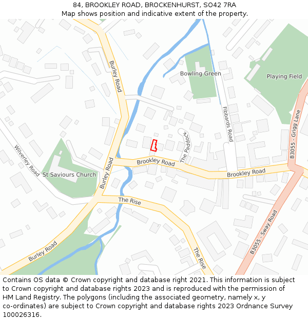 84, BROOKLEY ROAD, BROCKENHURST, SO42 7RA: Location map and indicative extent of plot