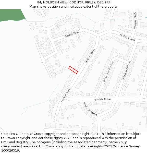 84, HOLBORN VIEW, CODNOR, RIPLEY, DE5 9RF: Location map and indicative extent of plot