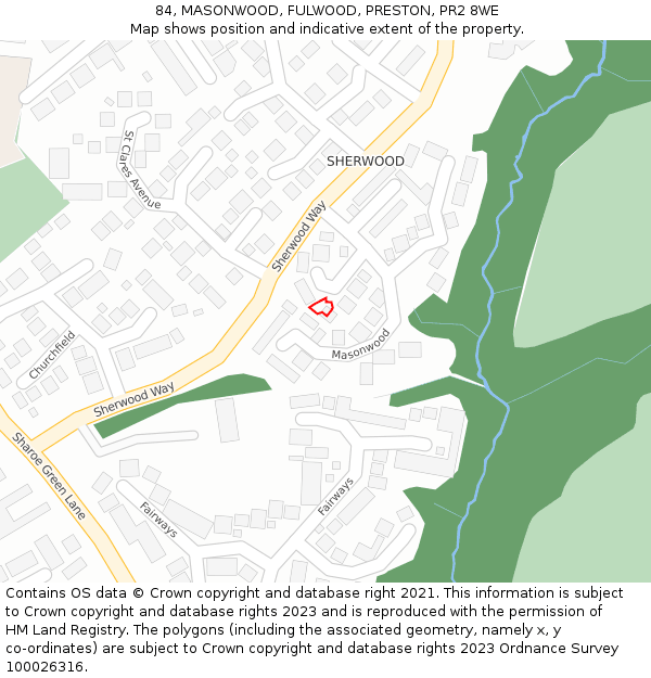 84, MASONWOOD, FULWOOD, PRESTON, PR2 8WE: Location map and indicative extent of plot
