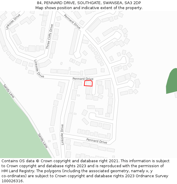 84, PENNARD DRIVE, SOUTHGATE, SWANSEA, SA3 2DP: Location map and indicative extent of plot