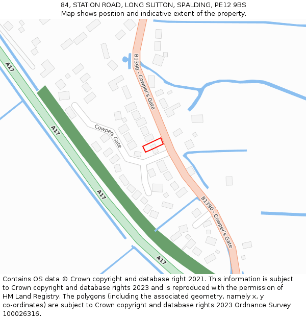 84, STATION ROAD, LONG SUTTON, SPALDING, PE12 9BS: Location map and indicative extent of plot