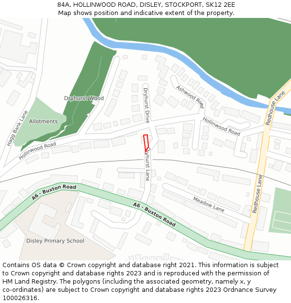 84A, HOLLINWOOD ROAD, DISLEY, STOCKPORT, SK12 2EE: Location map and indicative extent of plot