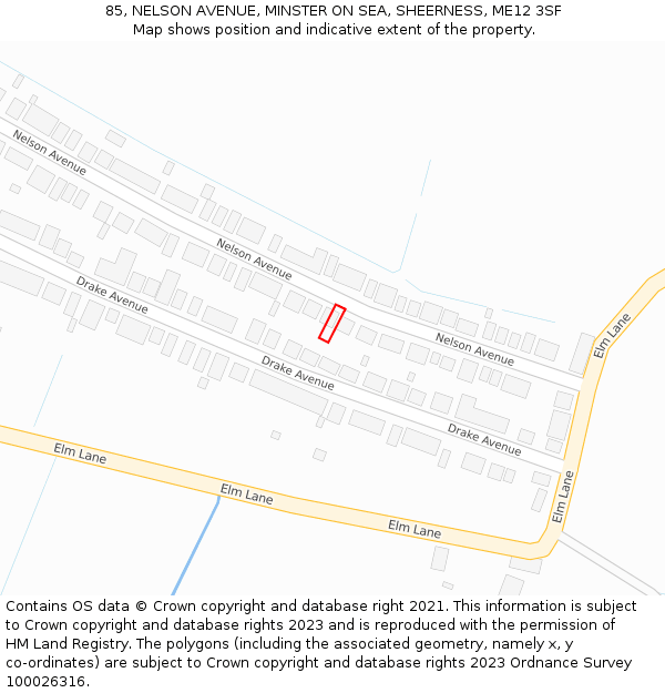 85, NELSON AVENUE, MINSTER ON SEA, SHEERNESS, ME12 3SF: Location map and indicative extent of plot