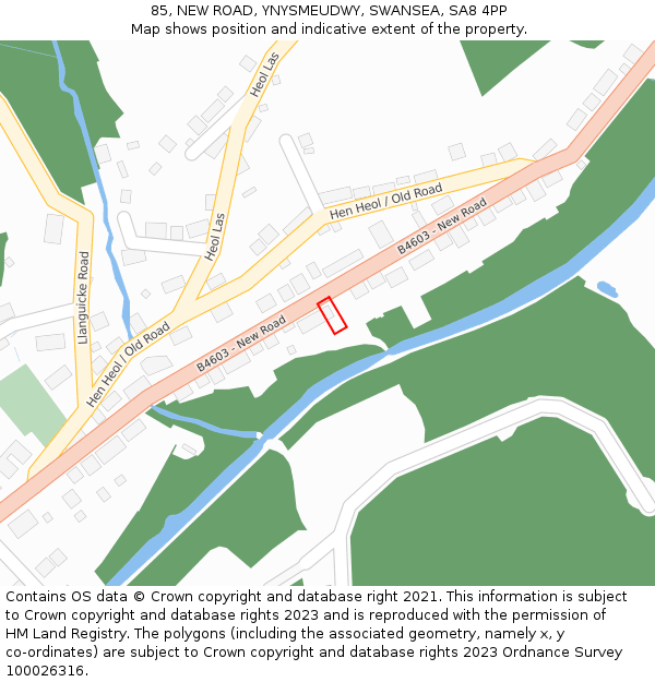 85, NEW ROAD, YNYSMEUDWY, SWANSEA, SA8 4PP: Location map and indicative extent of plot