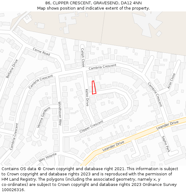 86, CLIPPER CRESCENT, GRAVESEND, DA12 4NN: Location map and indicative extent of plot