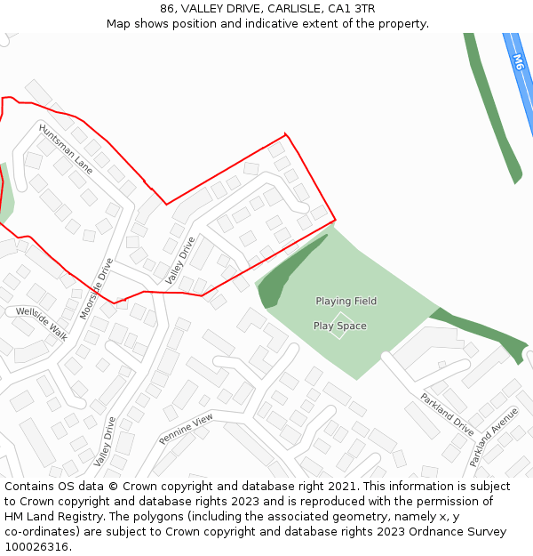 86, VALLEY DRIVE, CARLISLE, CA1 3TR: Location map and indicative extent of plot