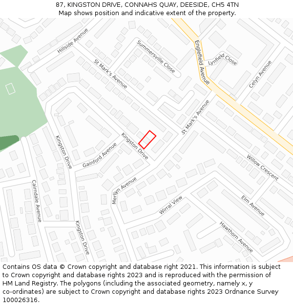 87, KINGSTON DRIVE, CONNAHS QUAY, DEESIDE, CH5 4TN: Location map and indicative extent of plot