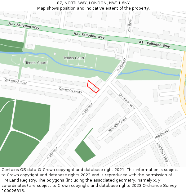 87, NORTHWAY, LONDON, NW11 6NY: Location map and indicative extent of plot