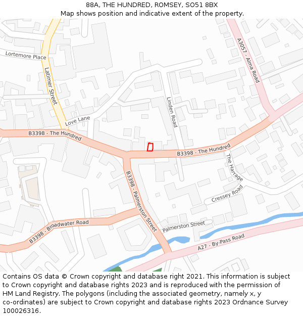 88A, THE HUNDRED, ROMSEY, SO51 8BX: Location map and indicative extent of plot