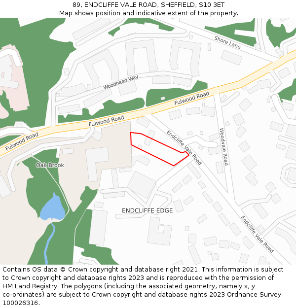 89, ENDCLIFFE VALE ROAD, SHEFFIELD, S10 3ET: Location map and indicative extent of plot