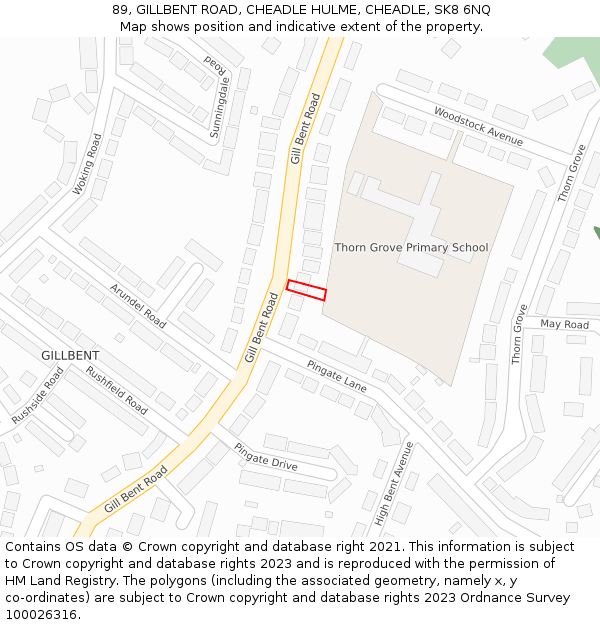 89, GILLBENT ROAD, CHEADLE HULME, CHEADLE, SK8 6NQ: Location map and indicative extent of plot