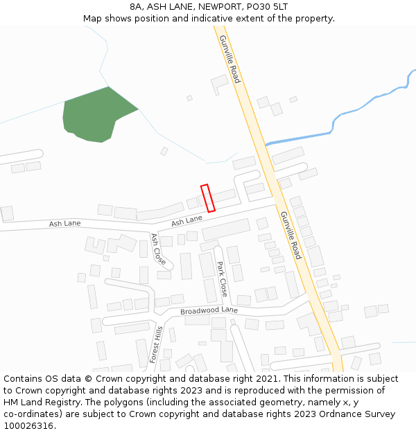 8A, ASH LANE, NEWPORT, PO30 5LT: Location map and indicative extent of plot