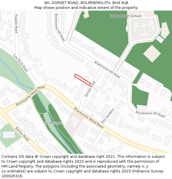 8A, DORSET ROAD, BOURNEMOUTH, BH4 9LB: Location map and indicative extent of plot