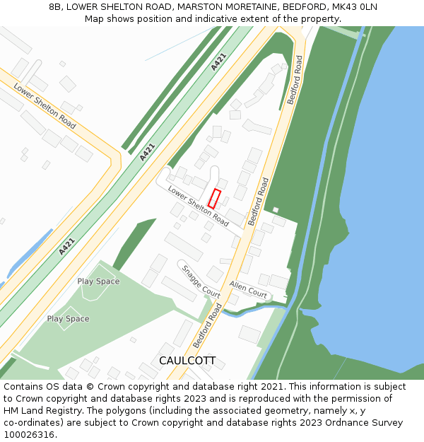 8B, LOWER SHELTON ROAD, MARSTON MORETAINE, BEDFORD, MK43 0LN: Location map and indicative extent of plot