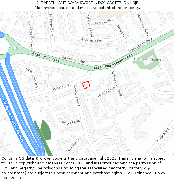 9, BARREL LANE, WARMSWORTH, DONCASTER, DN4 9JR: Location map and indicative extent of plot