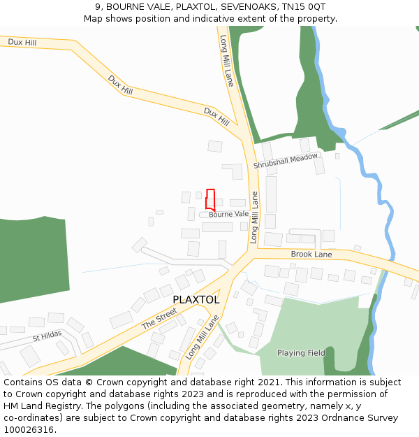 9, BOURNE VALE, PLAXTOL, SEVENOAKS, TN15 0QT: Location map and indicative extent of plot