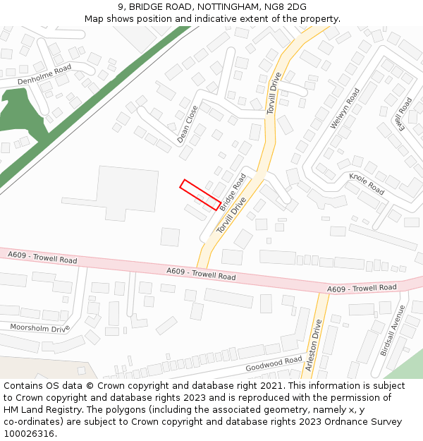 9, BRIDGE ROAD, NOTTINGHAM, NG8 2DG: Location map and indicative extent of plot