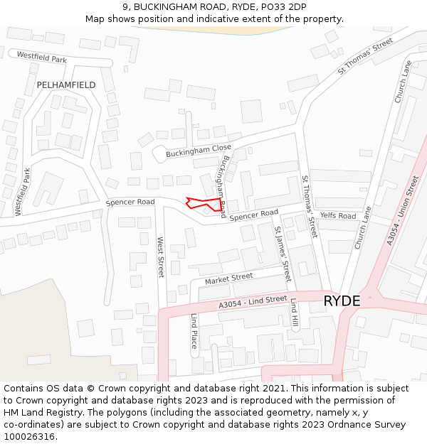 9, BUCKINGHAM ROAD, RYDE, PO33 2DP: Location map and indicative extent of plot