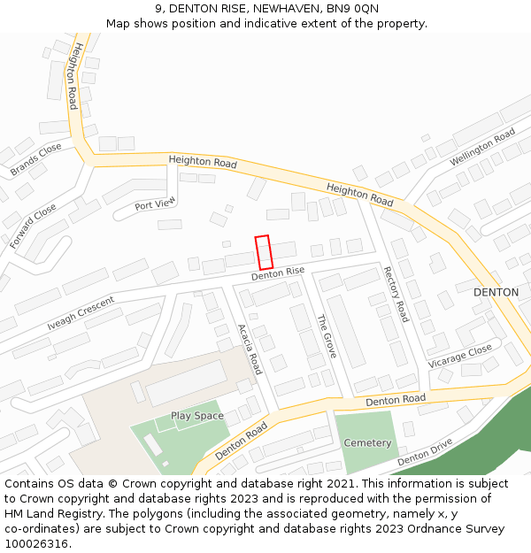 9, DENTON RISE, NEWHAVEN, BN9 0QN: Location map and indicative extent of plot