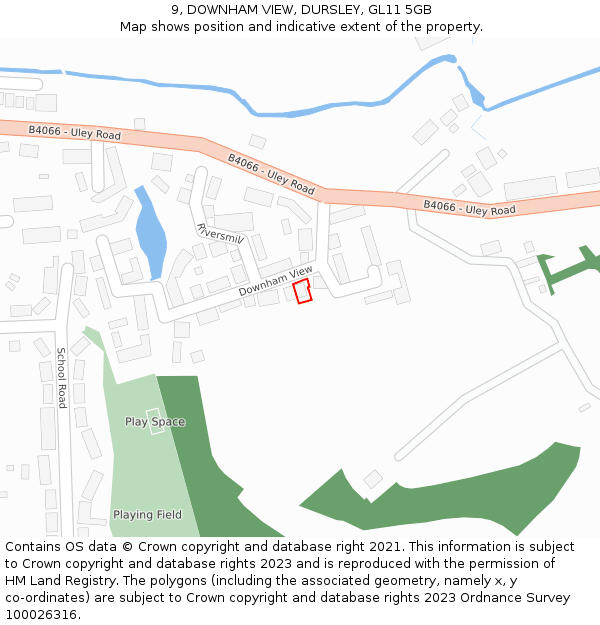 9, DOWNHAM VIEW, DURSLEY, GL11 5GB: Location map and indicative extent of plot