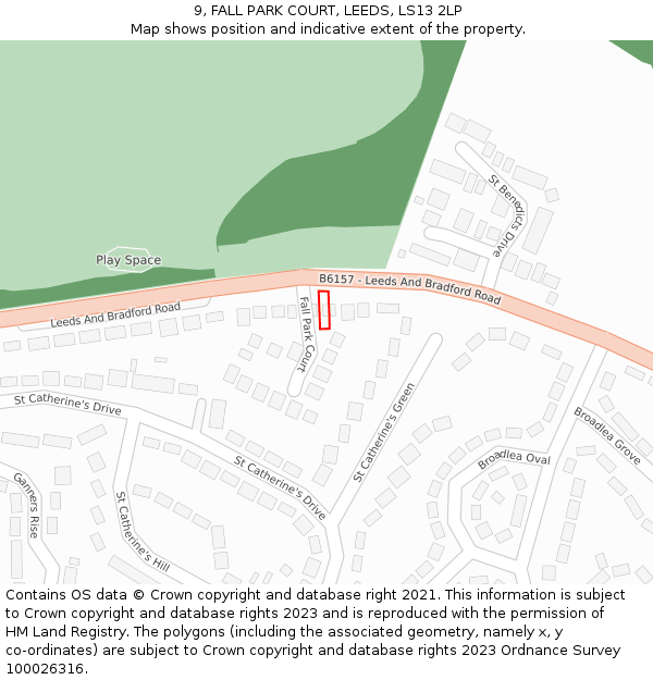 9, FALL PARK COURT, LEEDS, LS13 2LP: Location map and indicative extent of plot