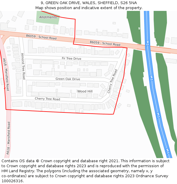 9, GREEN OAK DRIVE, WALES, SHEFFIELD, S26 5NA: Location map and indicative extent of plot