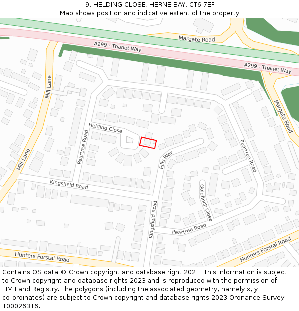 9, HELDING CLOSE, HERNE BAY, CT6 7EF: Location map and indicative extent of plot