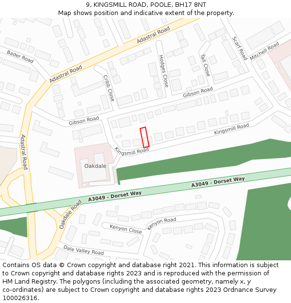 9, KINGSMILL ROAD, POOLE, BH17 8NT: Location map and indicative extent of plot