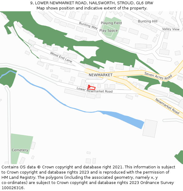 9, LOWER NEWMARKET ROAD, NAILSWORTH, STROUD, GL6 0RW: Location map and indicative extent of plot