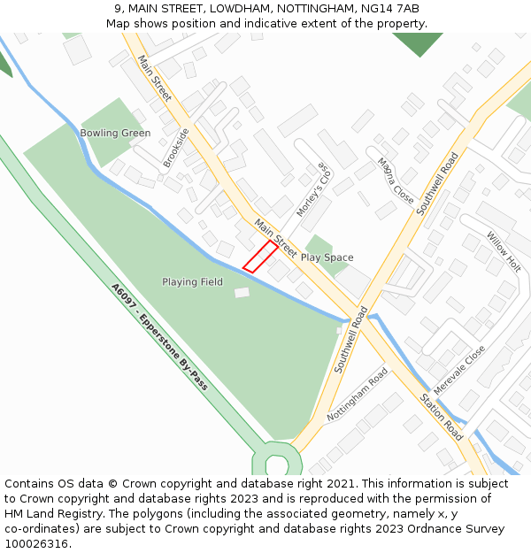 9, MAIN STREET, LOWDHAM, NOTTINGHAM, NG14 7AB: Location map and indicative extent of plot