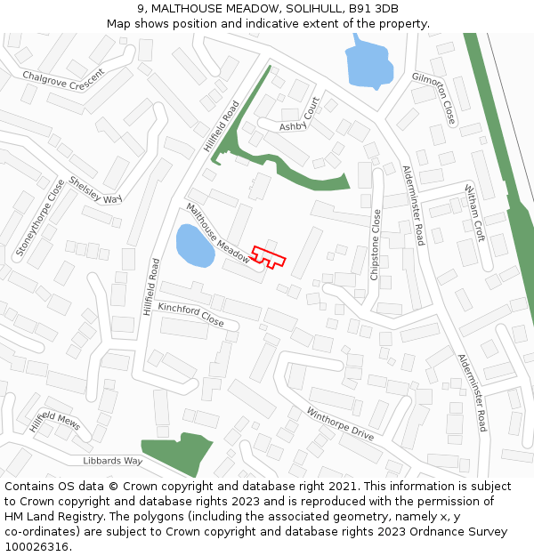 9, MALTHOUSE MEADOW, SOLIHULL, B91 3DB: Location map and indicative extent of plot