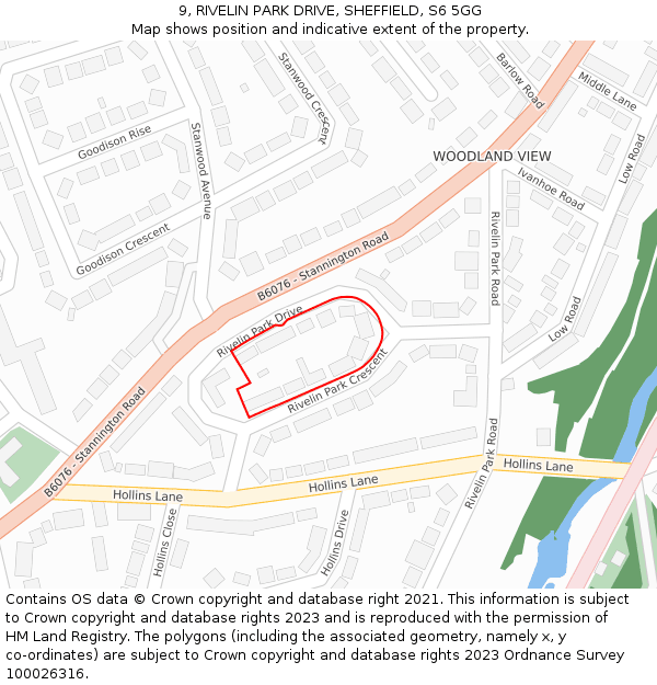 9, RIVELIN PARK DRIVE, SHEFFIELD, S6 5GG: Location map and indicative extent of plot