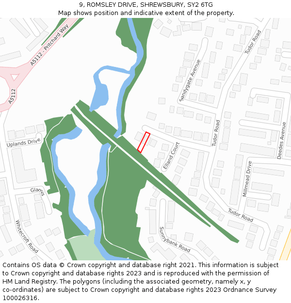 9, ROMSLEY DRIVE, SHREWSBURY, SY2 6TG: Location map and indicative extent of plot