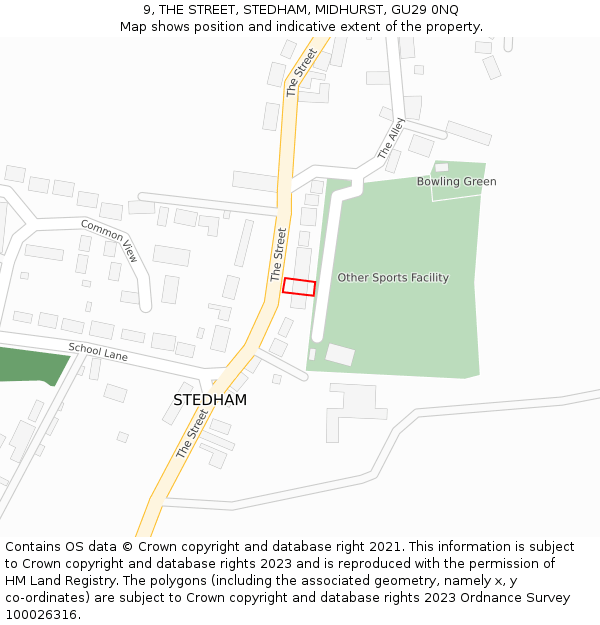 9, THE STREET, STEDHAM, MIDHURST, GU29 0NQ: Location map and indicative extent of plot