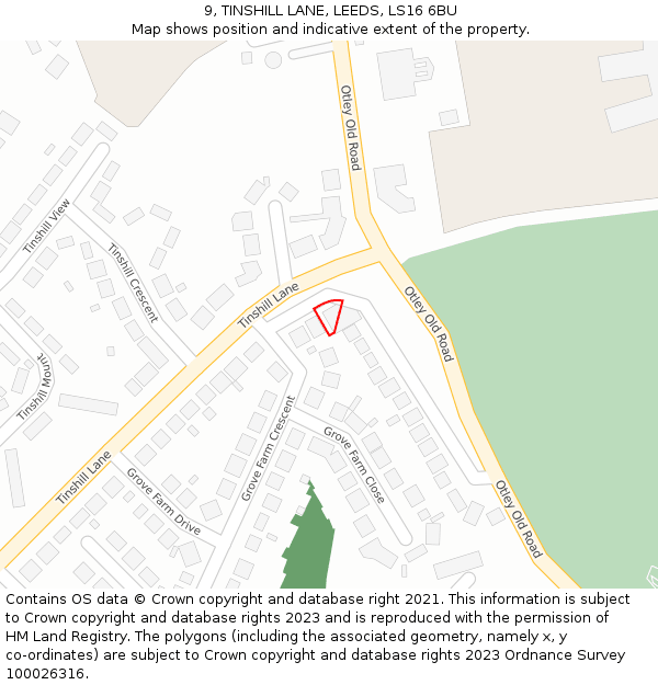 9, TINSHILL LANE, LEEDS, LS16 6BU: Location map and indicative extent of plot