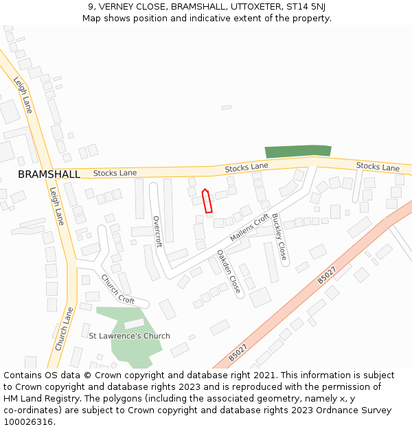 9, VERNEY CLOSE, BRAMSHALL, UTTOXETER, ST14 5NJ: Location map and indicative extent of plot