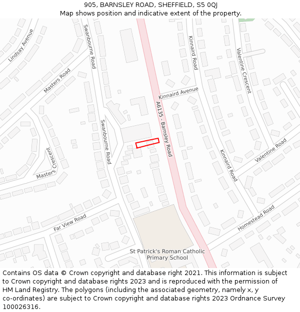 905, BARNSLEY ROAD, SHEFFIELD, S5 0QJ: Location map and indicative extent of plot