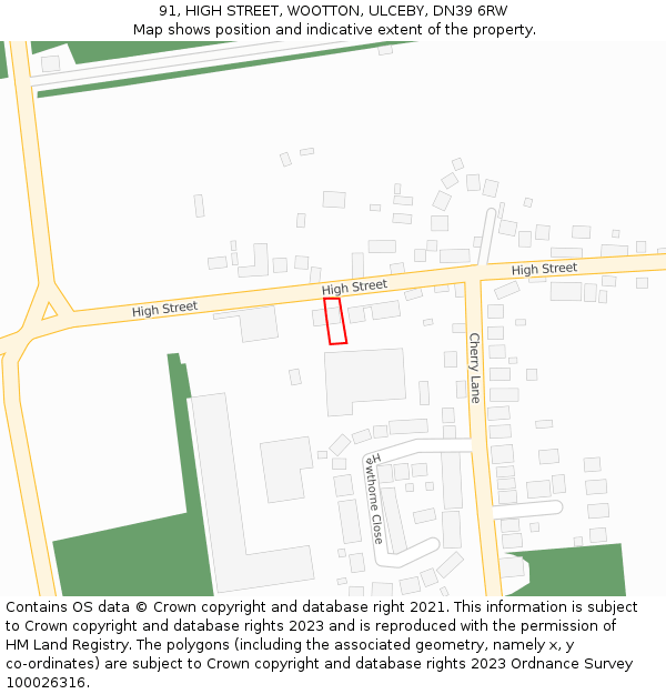 91, HIGH STREET, WOOTTON, ULCEBY, DN39 6RW: Location map and indicative extent of plot