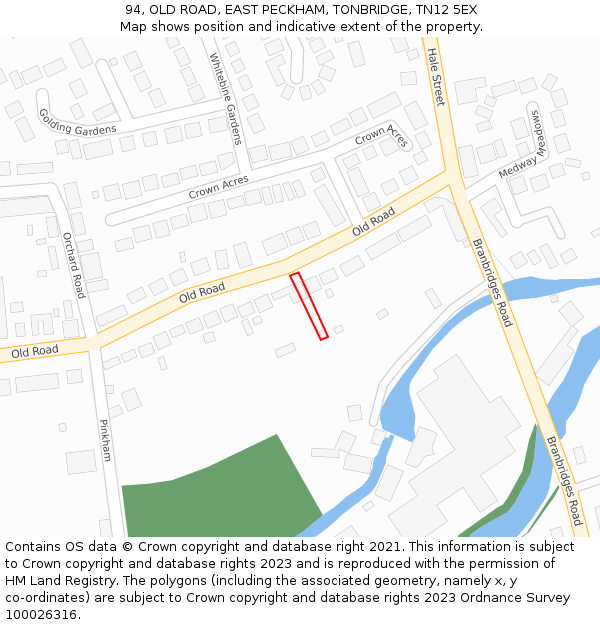 94, OLD ROAD, EAST PECKHAM, TONBRIDGE, TN12 5EX: Location map and indicative extent of plot
