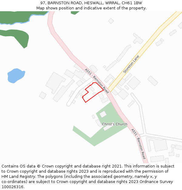 97, BARNSTON ROAD, HESWALL, WIRRAL, CH61 1BW: Location map and indicative extent of plot