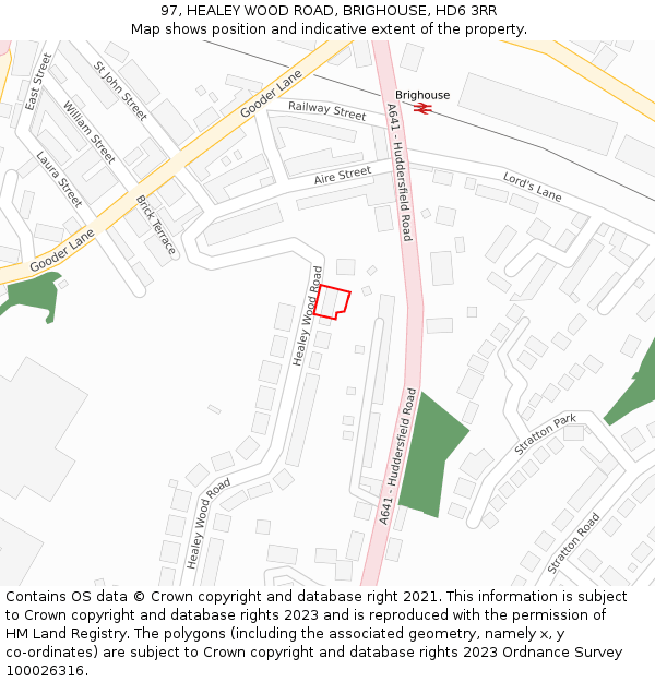 97, HEALEY WOOD ROAD, BRIGHOUSE, HD6 3RR: Location map and indicative extent of plot