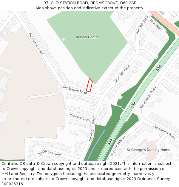 97, OLD STATION ROAD, BROMSGROVE, B60 2AF: Location map and indicative extent of plot