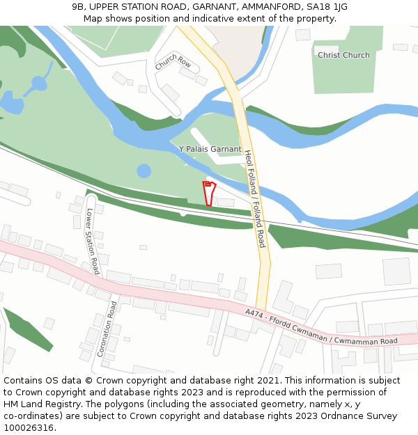 9B, UPPER STATION ROAD, GARNANT, AMMANFORD, SA18 1JG: Location map and indicative extent of plot